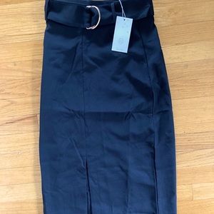 NWT high waisted black skirt with belt
